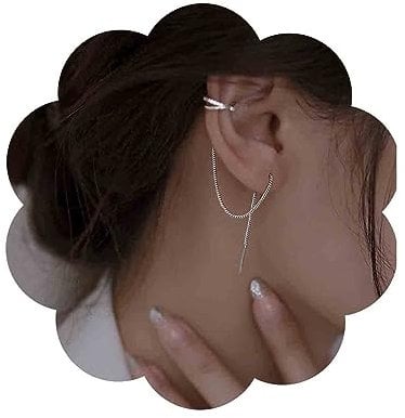Aneneiceera Vintage CZ Kreis Ohrstecker Silber Ring Helix Kette Ohrringe Lange Durchziehen Bar Tropfen Schmuck Für Frauen Und Mädchen
