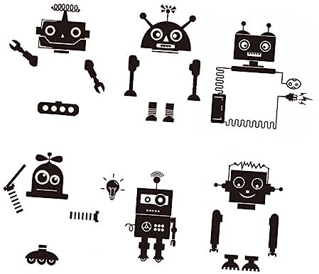 ibasenice 6stücke Teiliges Abnehmbare Wandtattoo Lichtschalteraufkleber Roboter Design Kreative Wandsticker Für Wohnzimmer Schlafzimmer Büro