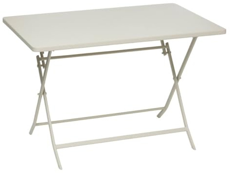 HESPERIDE - Table de Jardin Pliante Rectangle Greensboro 4 Places Argile - Acier Antirouille Renforcé - Mobilier pour Jardin, Balcon, Terrasse