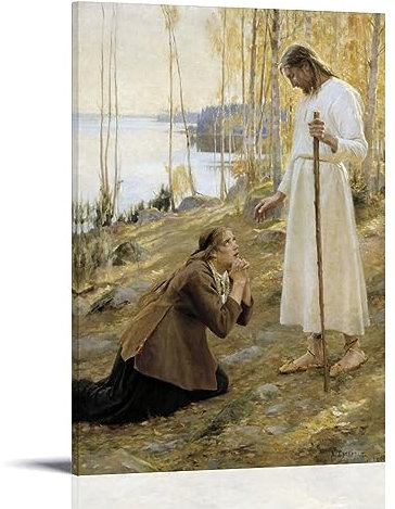 RyuSa Albert Edelfelt berühmte Malerwerke (Christus und Maria Magdalena, eine finnische Legende), Druckposter, Bild, Kunst, Wandkunst, Gemälde, Leinwand, Kunstwerke, Geschenkidee, Raumästhetik, 20 x
