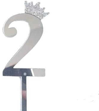 Number 2 Two Silver Acrylic Number Cake Topper - Celebrate with Sparkling Elegance - Available in Gold or Silver