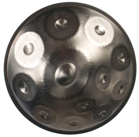 Fame Custom Handpan, 12 Töne, 440 Hz, 22 Durchmesser, Chinese Silver D-Kurd, inklusive Tasche, Meditativer kraftvoller Klang