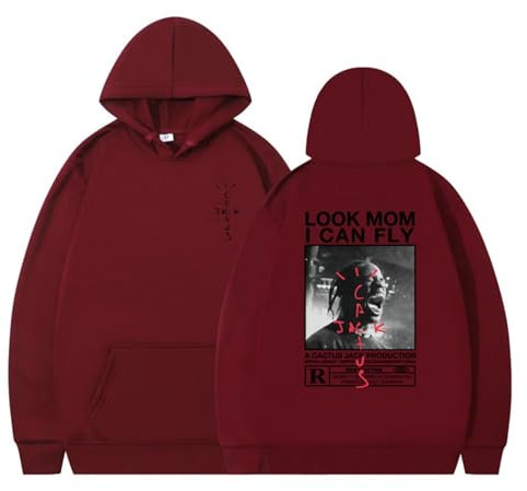 EVERLUCK Travis Hiphop Felpa con cappuccio da uomo con scritta in lingua inglese Most in the Room, con scritta Jack Look Mom I Can Fly e Scott Rap Fans, 15 Jack Hiphop, L