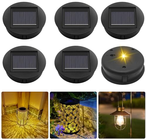NAVESO Solar Lights Replacement Top, 6pcs Replacement Solar Panels for Garden Lights, Replacement Solar Light Units mit LED, Solar Light Replacement Top 8cm for Outdoor Hanging Lanterns