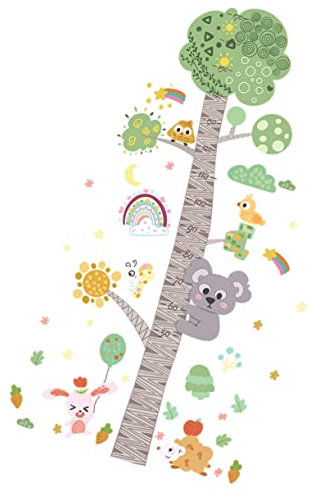 Sosoport Höhenmessung Aufkleber Für Kinderzimmer Selbstklebende Cartoon Tier Wandtattoos Wachstumssticker Zur Kinderentwicklung Dekoration Für Babyzimmer Und Kindergarten