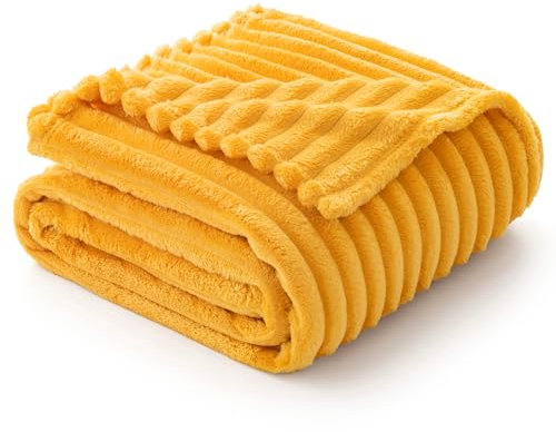 EMEMA Kuscheldecke Flauschig Decke Fleecedecke Wohndecken Couchdecke Flauschig Überwurf Mikrofaser Tagesdecke Sofadecke Blanket Für Bett Sofa Schlafzimmer Büro 150x200 cm Orangegelb