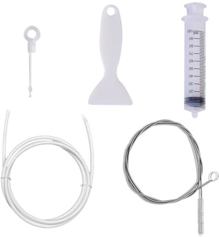 EIOURVY 5-teiliges Kühlschrank-Reinigungsset, Kühlschrankbürste + 100-ml-Spritze + Kühlschrank-Reinigungsschlauch + Anti-EIS-Kühlschrankschaber + 1 Abflusslocheinsatz, Kühlschrankkanal-Reinigungsset