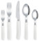 Royal Shang Youpin Thickened Plastic Handle Kitchen Stainless Steel Silverware Tableware Flatware Cutlery Set Steak Knife Fork Spoon Teaspoon (White,5 pieces)