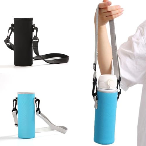 Thermos Pochette Bouteille,Housse Gourde Isotherme,2000ml Sac De Bouteille D'eau,Housses Isothermes Pour Bouteille D'eau,Protection Bouteilles D'eau Sac Isotherme,Noir/Bleu,2 Pièces