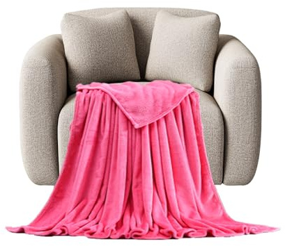 STGAO Fleecedecke 80 x 100 cm Weiche Warme Gemütlicher Sofaüberwurf Microfaser für Bett Und Couch, dunkelrosa