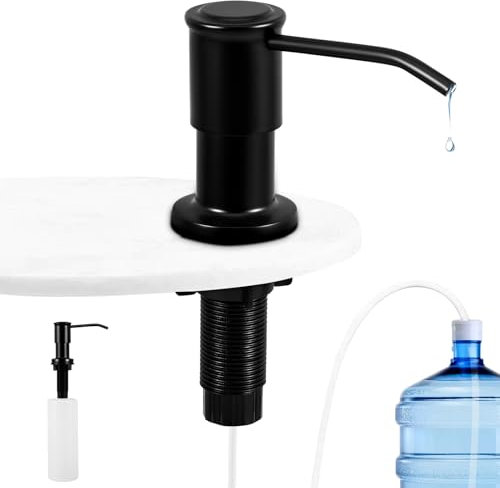 Seifenspender Einbau Küche, Spülmittelspender Küche Edelstahl, Seifenspender für Spülbecken mit 500ML Flasche und 1,2 m Verlängerungsschlauch von Oben Befüllen, 360° Drehbarer Pumpe, Gebürstet
