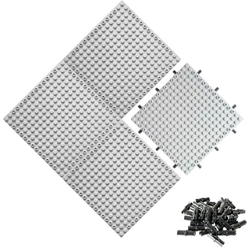 4pcs Base Plates Multipack Classic Baseplate Building Plates for Bricks 16x16 Architectural Panels Create Pixel Paintings & Wall Displays Compatible with Major Brick Brands (Grey)