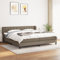 Homgoday Boxspringbett mit Matratze Taupe 200x200 cm Stoff Bettrahmen Bettgestell Doppelbett Einzelbett Bett Modern mit Lattenrost Gästebett Hotelbett Schlafzimmerbett