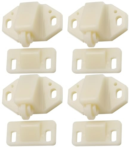 EMSea 4 PCs Plastic Door Catch Latche Stopper Beige 35x21mm for Cabinet Caravan Cupboard Motorhomes Boat Door Retainer Catches Strong Hold Accessories (Type A)