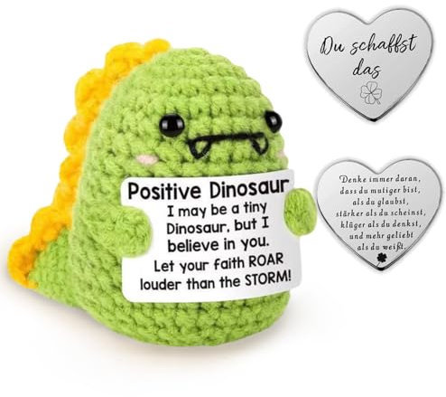 Glamifyr Pocket Hug Kuscheltier Dinosaurier, Plüsch Dino Mutmacher Geschenk, Motivationsgeschenke Gute Besserung Glücksbringer für Kinder
