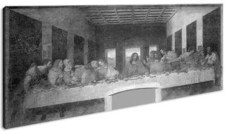 Leonardo da Vinci - Das letzte Abendmahl Panorama 120x60cm Effekt:Schwarz&Weiß XXL Kunstdruck Motiv auf Holzrahmen/Leinwandbild/Wandbild/Wohnzimmer Dekoration