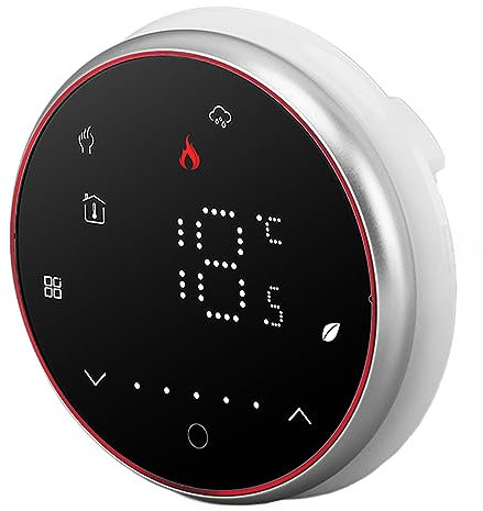 Eujgoov Termostato Inteligente, Termostato Doméstico Inteligente Programable Preciso, Control Digital del Hogar con Programable de Base Redonda para