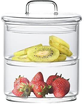 Glass Storage Jars with Lids Stackable Containers for Kitchen Food Airtight Hermetic Glass Canisters 2-Tier Storage Solution