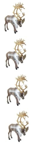 Cabilock 4 Stück Rentier-Modell Tiere Figur Fuchs Zwerge Dinosaurier Figuren Auto Ausgestopft Miniatur REH Aufkleber Nachgeahmte Tiermodelle Karikatur Welpe Plüsch Hund PVC