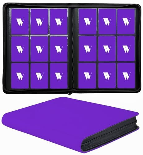 Premium 9-Pocket Zippered Trading Card Binder, 540 Pockets Double-Sided Side Loading Card Organizer Album, PU Leather Card Holder Protector for MTG, TCG, Sports Cards (Purple)