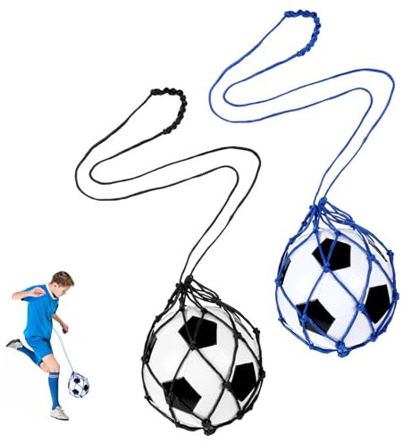 HJZHII 2 Sätze Fußball Kick Trainer Fußballnetz mit Ballrücklauf, Solo Soccer Trainingsnetz für Kinder, Jugendliche & Erwachsene, Kicker Praxisübungen, Ballnetz mit Tasche