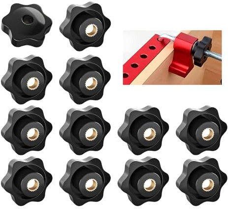 12 Stück Sterngriffmutter M6, Sternform Kopf Klemmmutter Flügelmutter M6, Rändelschraube Äußerer Durchmesser 32mm Schwarz Innengewinde Messing, Sterngriff Für Möbel, Mechanische, Werkzeugmaschinen