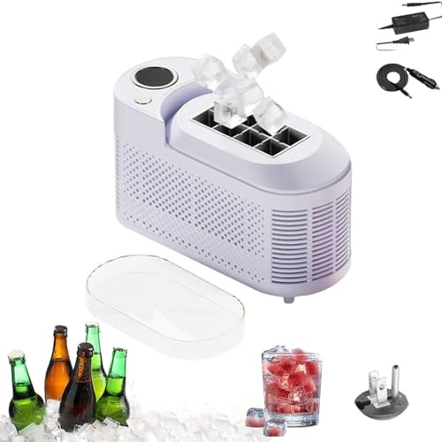 Portable Countertop Ice Maker Machine, Desktop Small Ice Maker, 8 Cubes in 10-15 Mins, Compact Mini Ice Maker, For Office, Home, Camping, RV, Car & Travel (Fragrant taro purple)