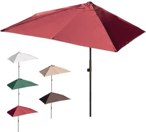 ZYXQQJ Parasol De Patio Demi-Parasol De Jardin Parasol De Balcon Mural Parasol Rectangulaire Extérieur Parasol avec Manivelle(Burgundy,200x100cm)