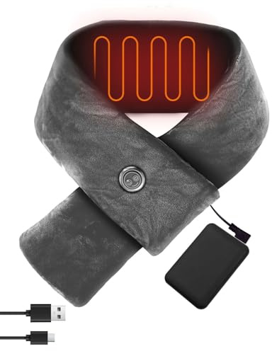 Electric Heating Scarf with 5000mAh Battery, Adjustable Heat Levels, Built-in Power Display, Soft Comfortable Fabric (Dark Gray)