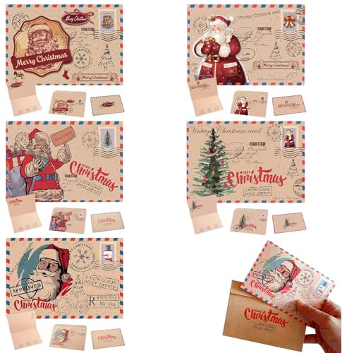 ChAusa 15er Set Coole Weihnachtskarte, Edle Santa Karten set Umschlägen, Klappkarten Christmas Cards Einladungskarten, für Schönsten Deine Weihnachtsgrüße an Familie Freunde
