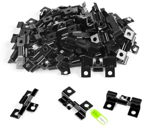 SUPAWAY 100 Stück WPC Fliesen Clips Klammer WPC Clips 8,5 mm Dielen Befestigungsclips Edelstahl-Verbund-Clips für Montage von Terrassendielen WPC Terrassendielen Klemmbereich 8,5 mm, Schwarz