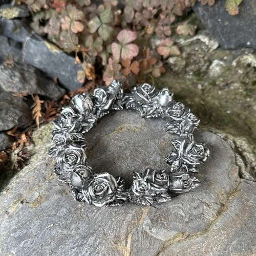 eberin365 GRABWELT – Grab Rosenkranz 105 x 105 x 25 mm Friedhof Trauerdekoration wetterfest langlebig Grabschmuck Rosen Polyresin