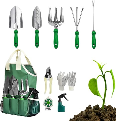 Gardening Tool Kit - Solid Equipment - 11 Piece Gardening Tool Kit | For Beginners Men Women Garden Trees Flowers