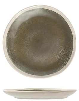 Assiette à steak en céramique blanche - Personnalité irrégulière - Gris vert - 20,8 cm