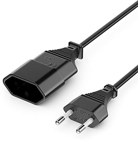 deleyCON 6m Stromkabel Verlängerung Typ-C Eurostecker Buchse - Schwarz | Netzkabel Verlängerungskabel, Typ-C-Stecker Eurostecker auf Typ-C Euro Buchse, für TV, PC, Monitor, Beamer, Lampe