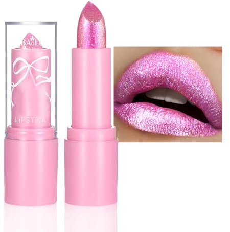 NHPY 1 paillettes de rouge à lèvres métallique, blush à lèvres brillant et intense, résistant à l'eau et durable, blush crème nude avec éclat et non collant pour les lèvres en forme de verre.
