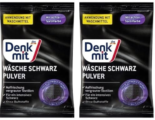 Denkmit Wäsche Schwarz Pulver, Waschpulver für schwarze und dunkle Textilien, Farberneuerung, Ultra-Schwarz-Formel, für Baumwolle und Mischgewebe