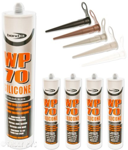 4 X Black WP70 Silicone Sealant Low Modulus Builders External Windows Doors Upvc Wood