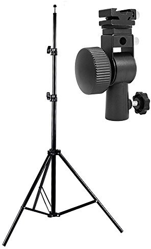 Fotga 195cm/5.4 feet Professional Photography Aluminium Alloy Studio Light Stand Tripod stand with Hot Shoe Camera Flash Bracket Swivel Photography Umbrella Holder for Canon Speedlite Nikon Flash Off Camera Flash