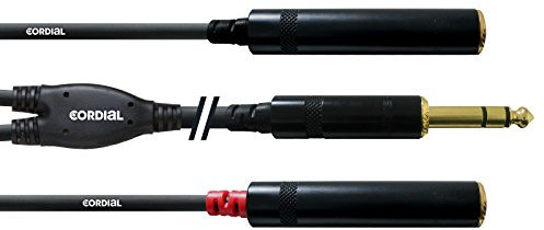Cordial CFY 0,3 VGG - Cavo adattatore Y con jack stereo dorato da 6,3 mm e 2 prese jack mono dorate da 6,3 mm, lunghezza 0,3 m