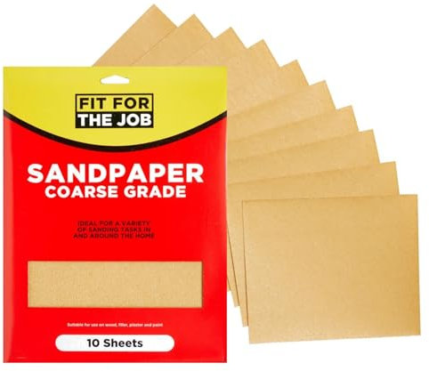 Fit For The Job 10 hojas grandes de tamaño A4 Papel de lija de grado grueso para lijar madera, muebles, metal, yeso para mejoras en el hogar, decoración y más, 11x9 pulgadas (230x280 mm) 11 x 9