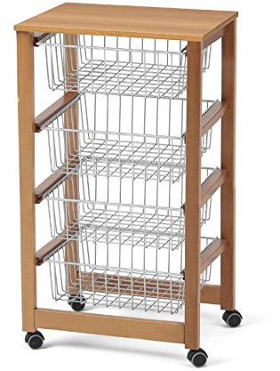 Arredamenti Italia Carro de Cocina GINGERONE, Madera - 4 Cestas - Acabado Cerezo Ar-It The Heart of Wood