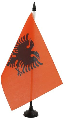 AZ FLAG - Tischflagge Albanien - 21x14 cm - Albanische Tischfahne 14 x 21 Cm - Flaggen