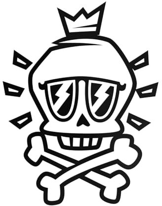 ERREINGE Sticker TESCHIO PIRATA NERO Adesivo prespaziato in PVC per Decalcomania Parete Murale Auto Moto Casco Camper Laptop - cm 12