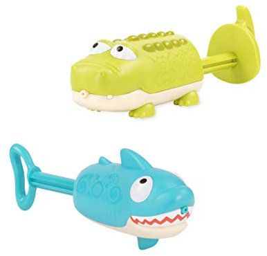 B. Baby – Chorros de Agua de Animales – tiburón y cocodrilo – Juguetes para la Piscina y la Playa – Juguetes de Verano para niños pequeños, niños – 18 Meses + – Splishin' Splash