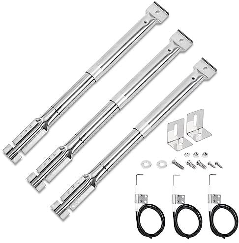 GFTIME - Bruciatore tubolare universale di ricambio in acciaio INOX, a intensità di calore regolabile, allungabile da 31 a 42 cm, compatibile con la maggior parte delle griglie a gas per barbecue