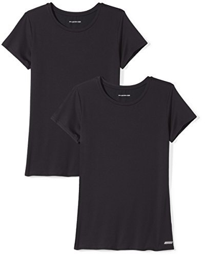 Amazon Essentials Women's Active Quick Dry Tech Stretch Short-Sleeve Crewneck T-Shirt (Available in Plus Size), Pack of 2, Black, M