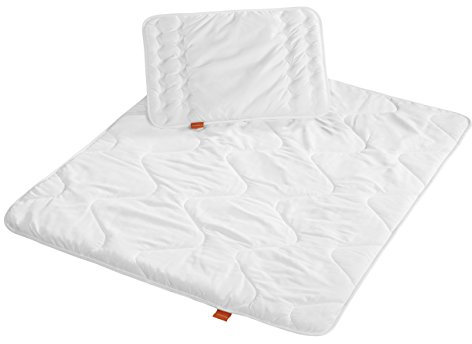 sleepling 194476 Baby Babybetten Set, leichte Sommerbettdecke Bettdecke 100 x 135 cm und Flachkissen Kopfkissen 40 x 60 cm, Made in EU, Ökotex 100, waschbar 60 Grad