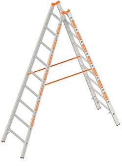 Layher Sprossenstehleiter 9 Sprossen / 185 cm Länge 1039 Stehleiter Leiter Sprossenleiter Klappleiter ALU