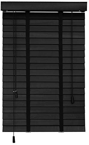 Venetian Blinds Black Wood Horizontal Window Blinds With Easy Inside Mount - Premium Basswood, 60cm/ 80cm/ 100cm/ 120cm/140cm Width (Size : 60x120cm)